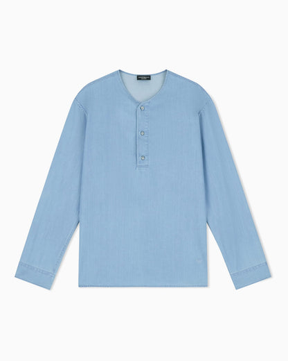 Icon lightweight denim shirt with Henley collar