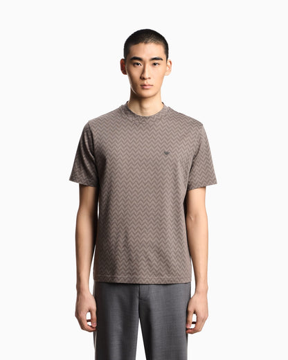 Jersey t-shirt in pure cotton jacquard Capsule Icon