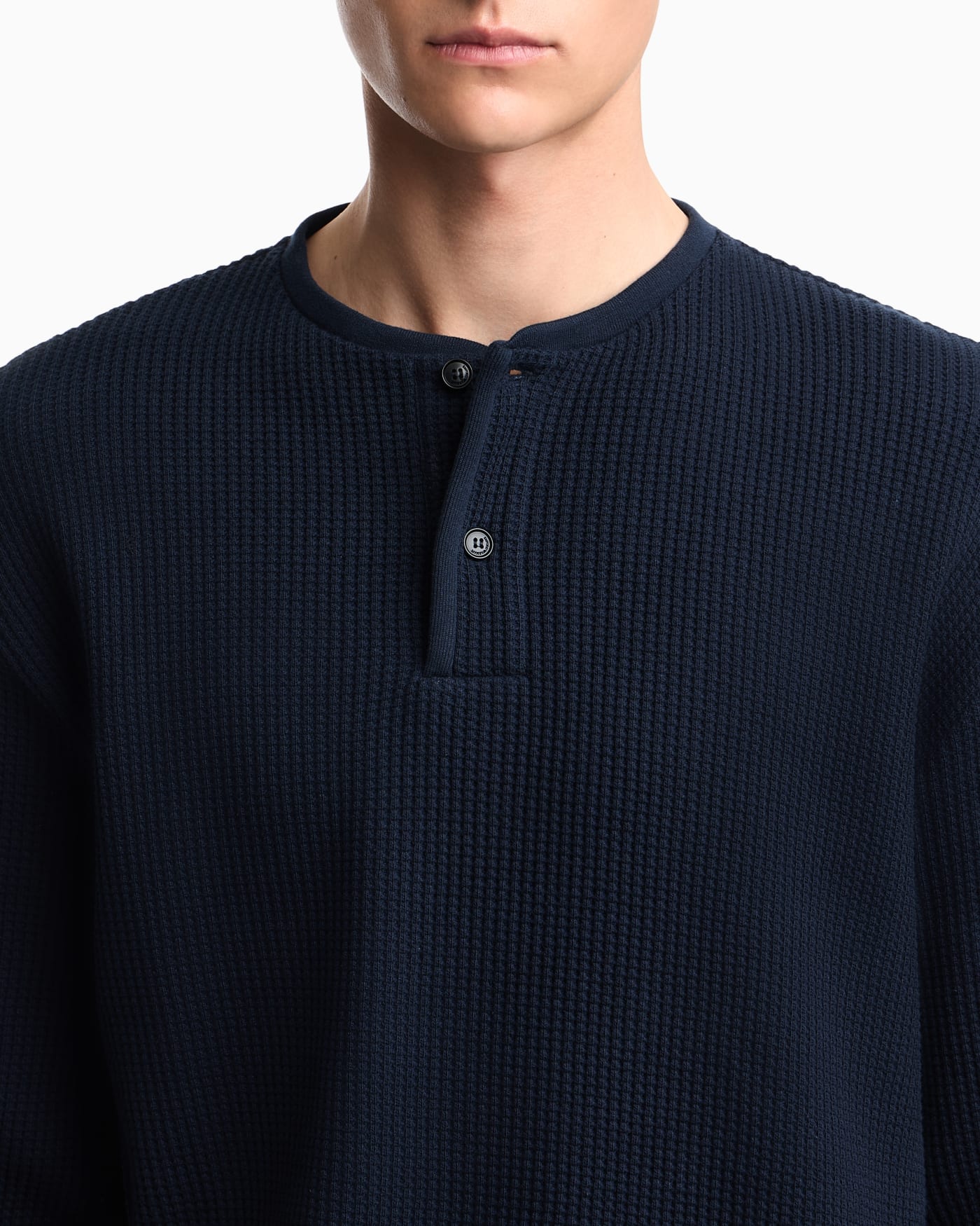 Icon jersey-stitch, Henley-collar sweatshirt
