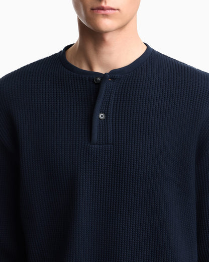 Icon jersey-stitch, Henley-collar sweatshirt