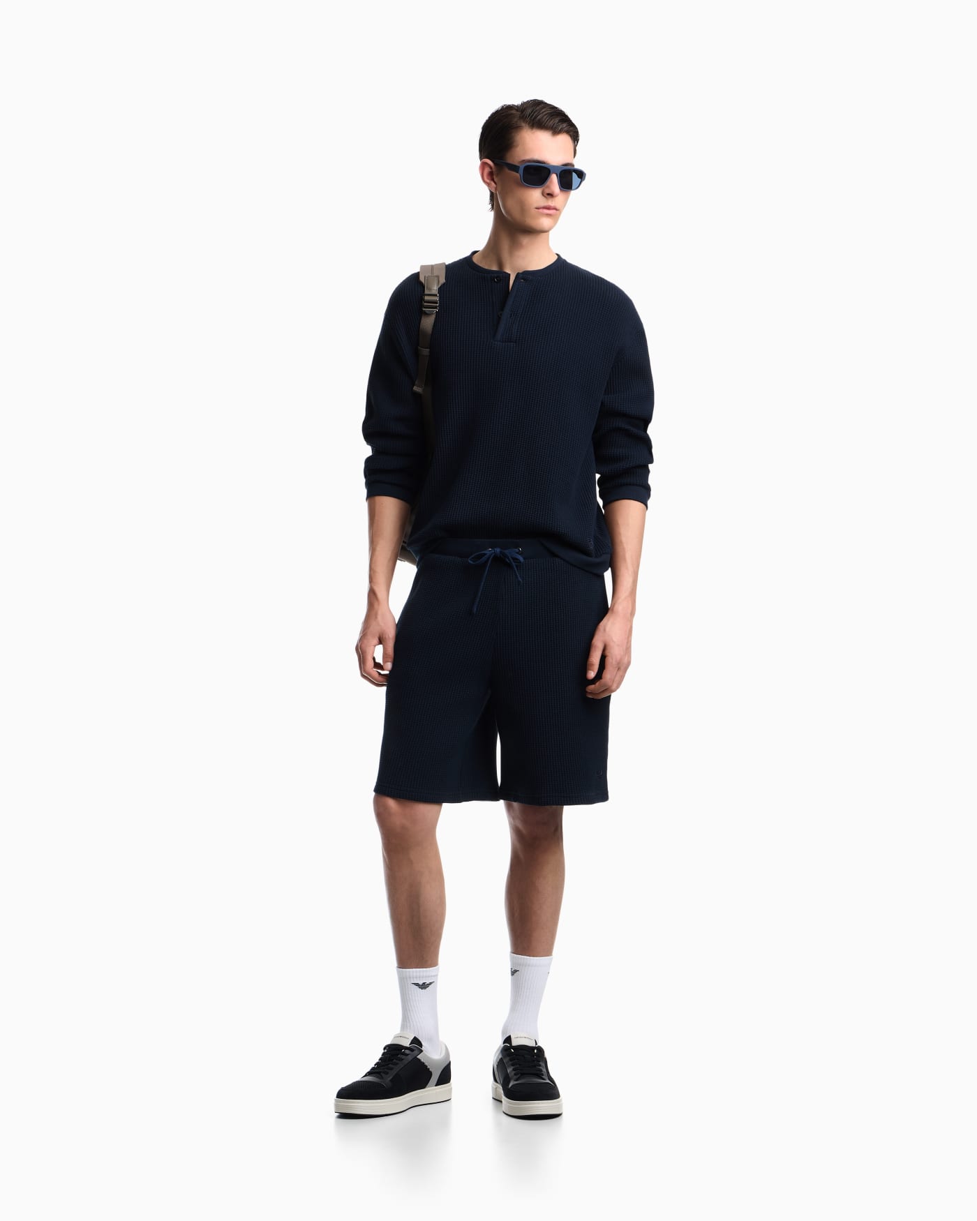 Icon jersey-stitch, Henley-collar sweatshirt