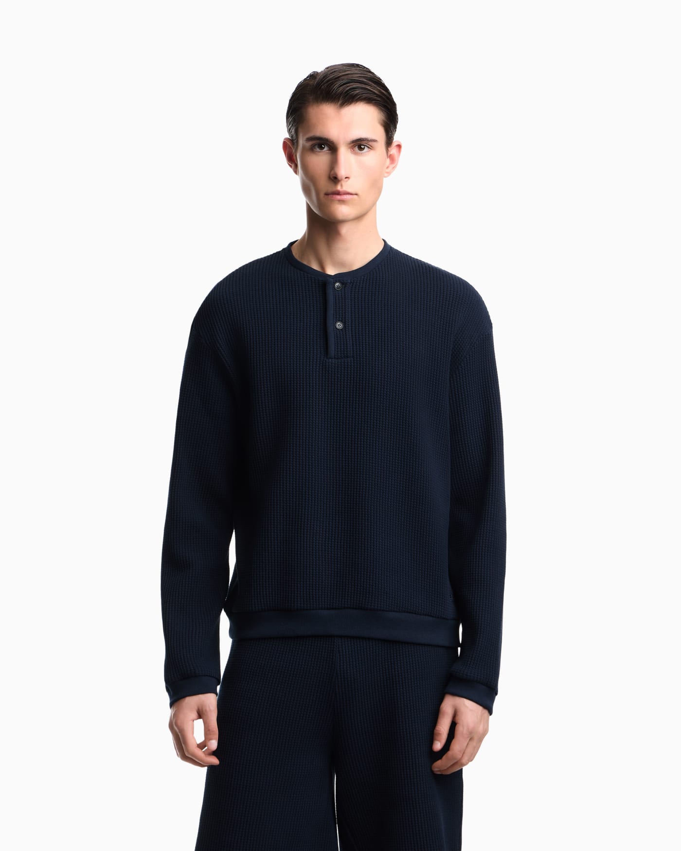 Icon jersey-stitch, Henley-collar sweatshirt
