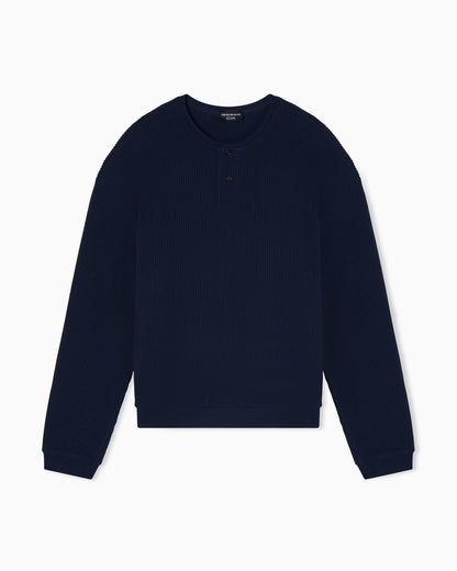 Icon jersey-stitch, Henley-collar sweatshirt