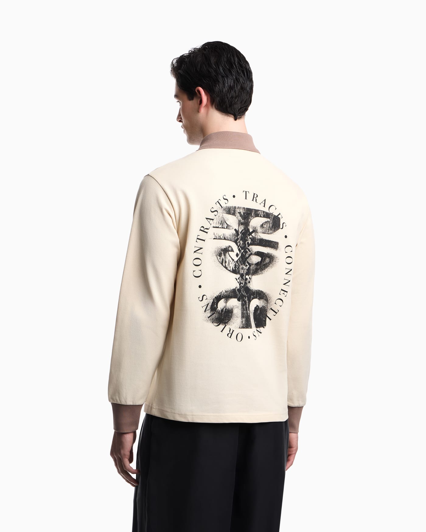 Piqué polo shirt with patch and tribal print