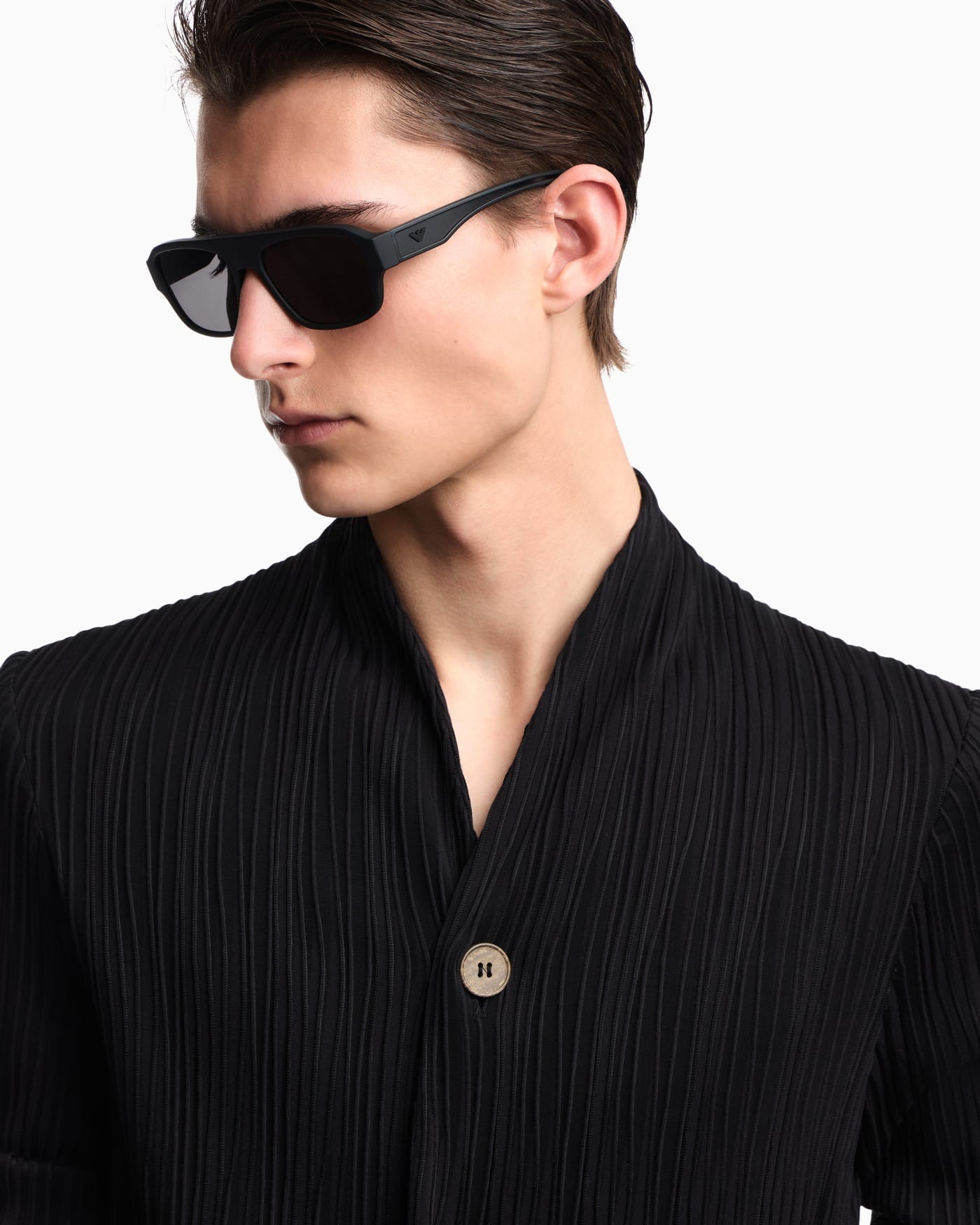 Pleated effect fabric blazer