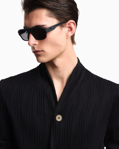Pleated effect fabric blazer