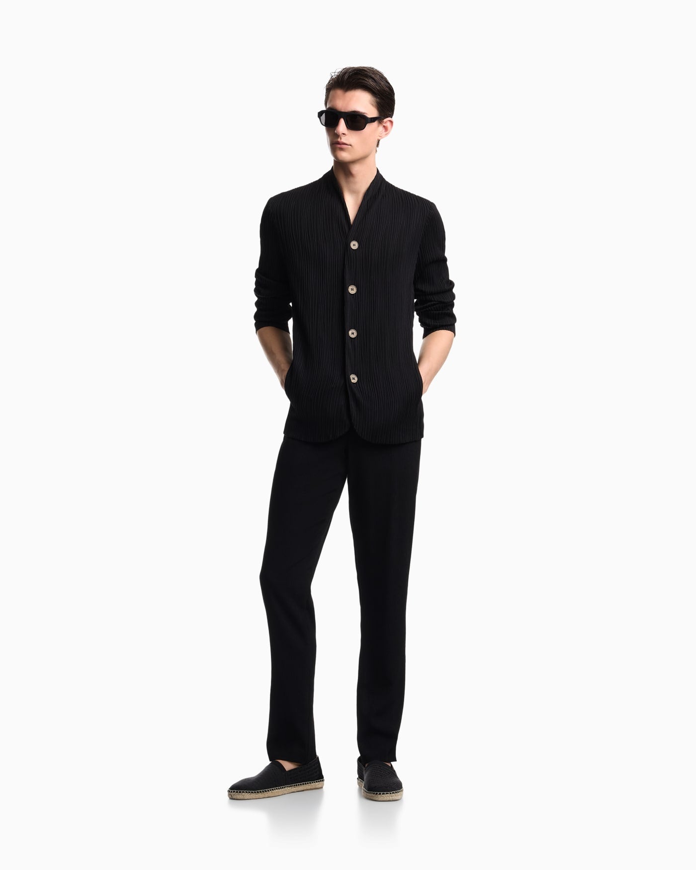 Pleated effect fabric blazer