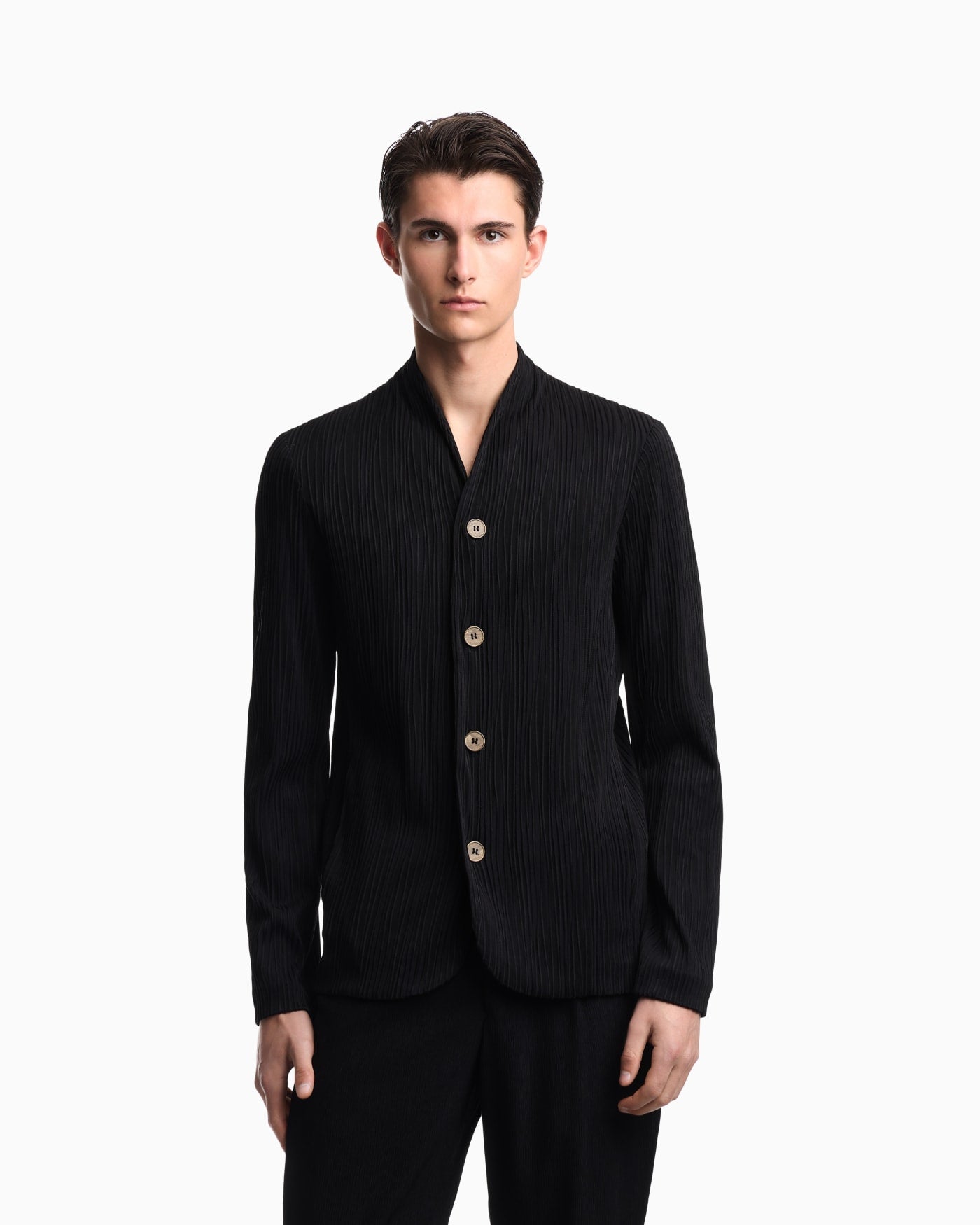 Pleated effect fabric blazer
