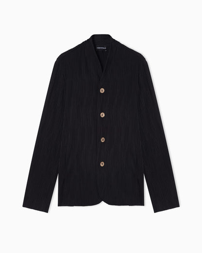 Pleated effect fabric blazer