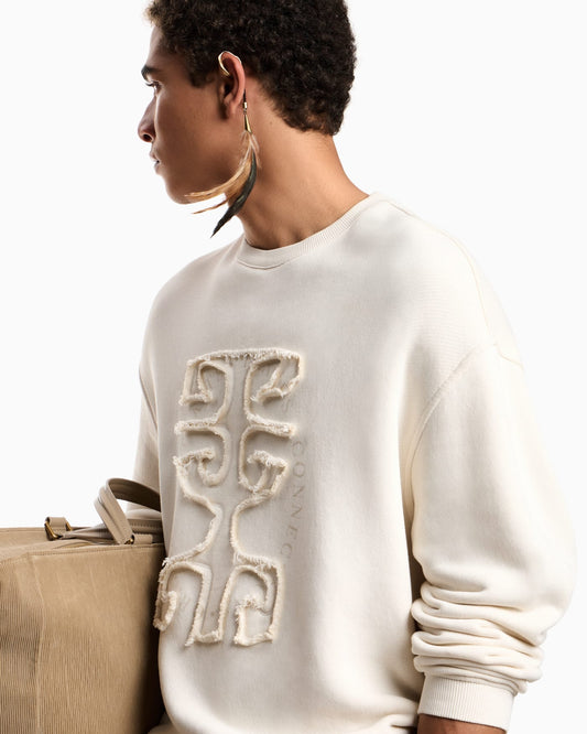 Jersey twill sweatshirt with raw-cut decoration