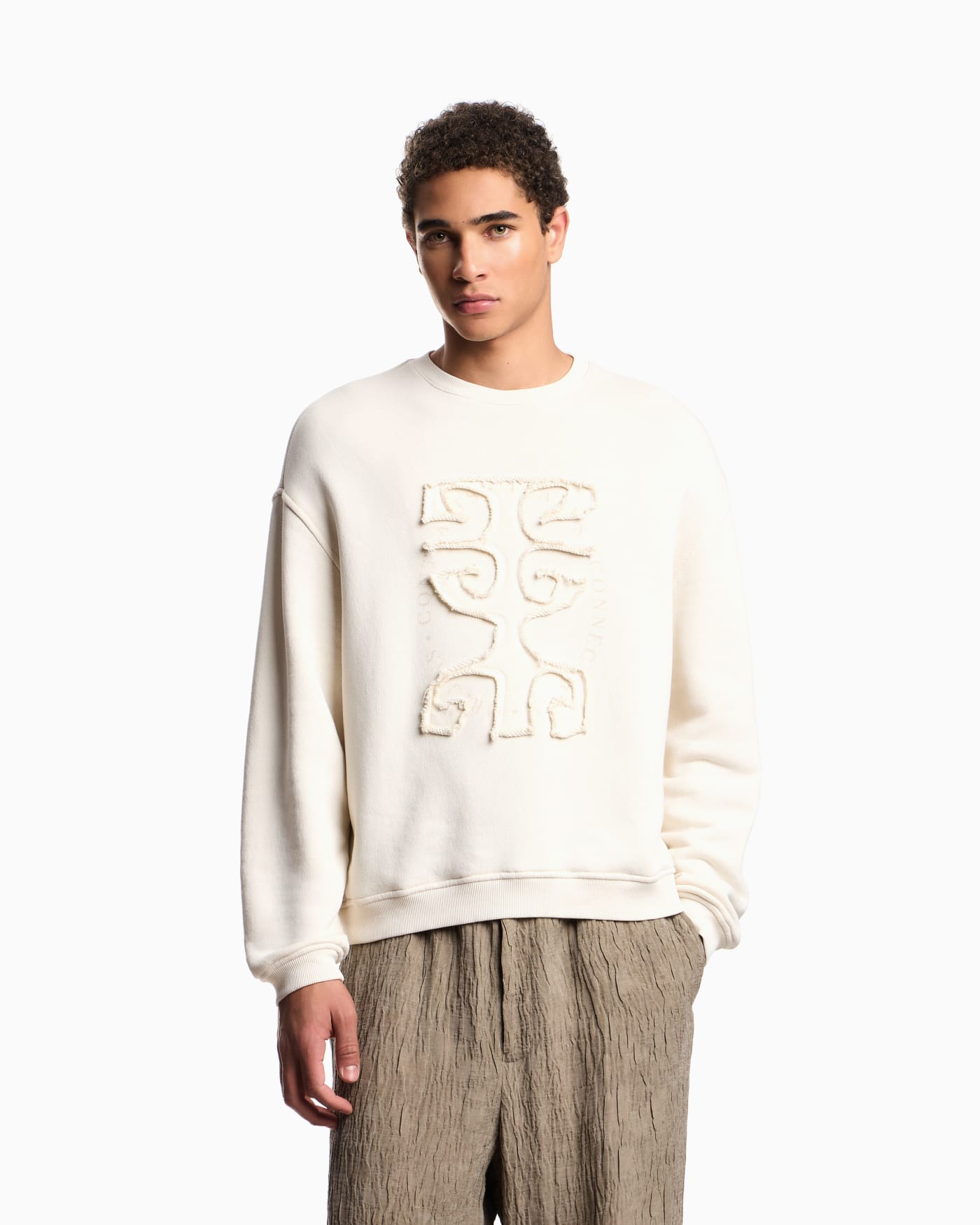 Jersey twill sweatshirt with raw-cut decoration