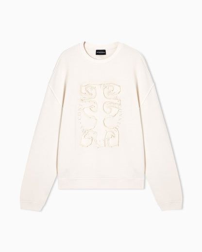 Jersey twill sweatshirt with raw-cut decoration