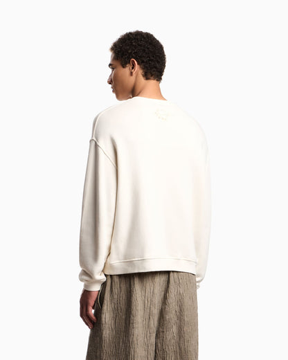 Jersey twill sweatshirt with raw-cut decoration
