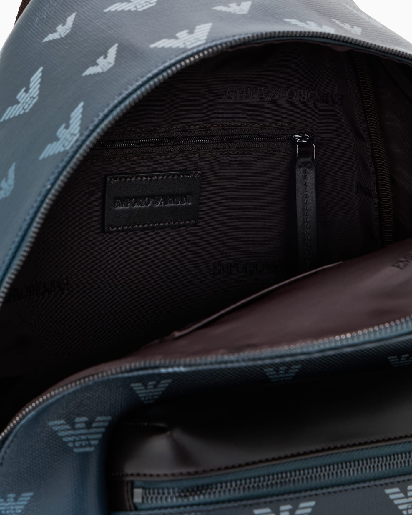Coated canvas backpack with all-over eagle
