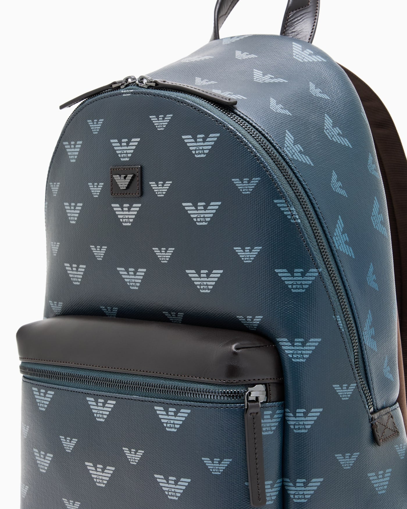 Coated canvas backpack with all-over eagle