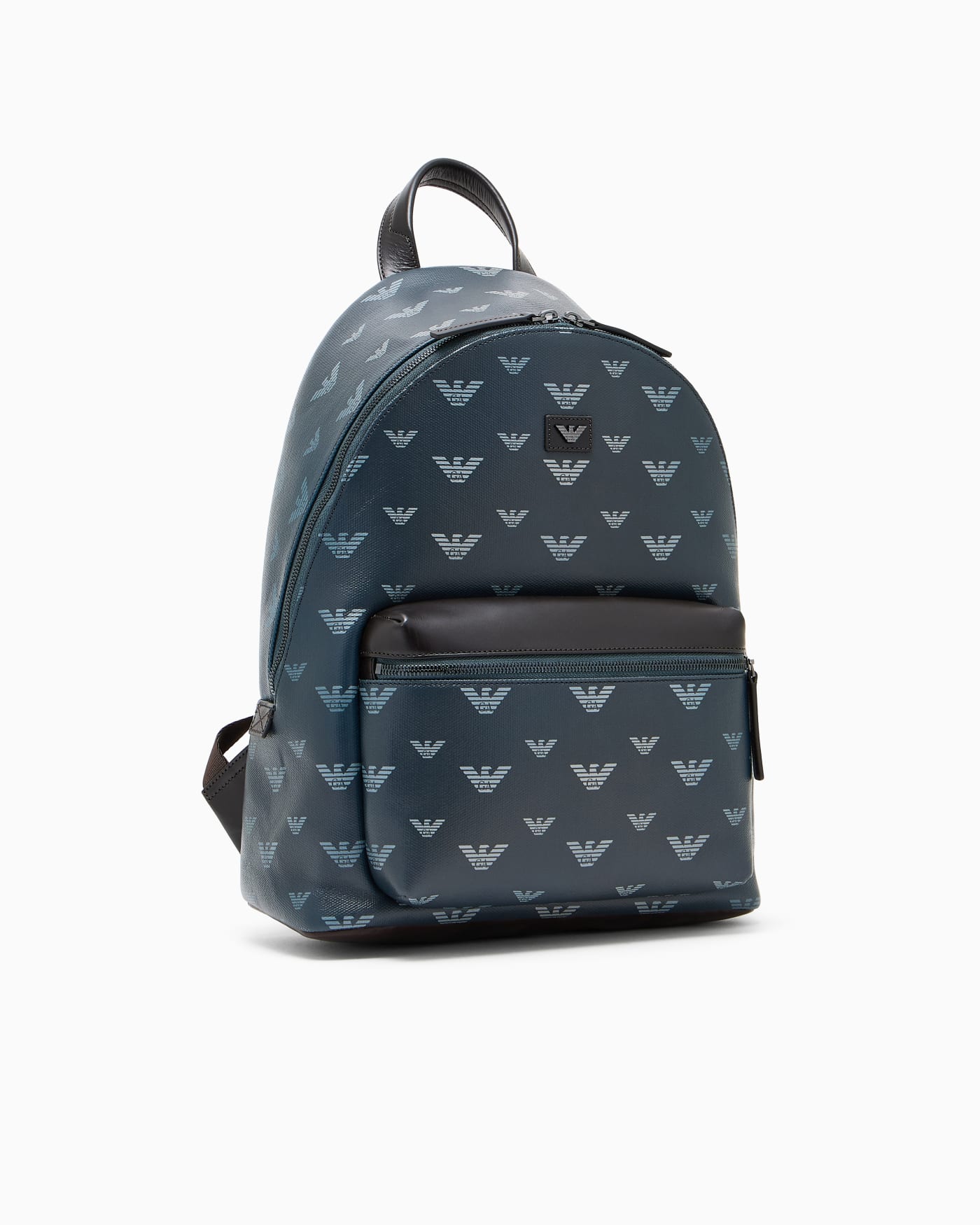 Coated canvas backpack with all-over eagle