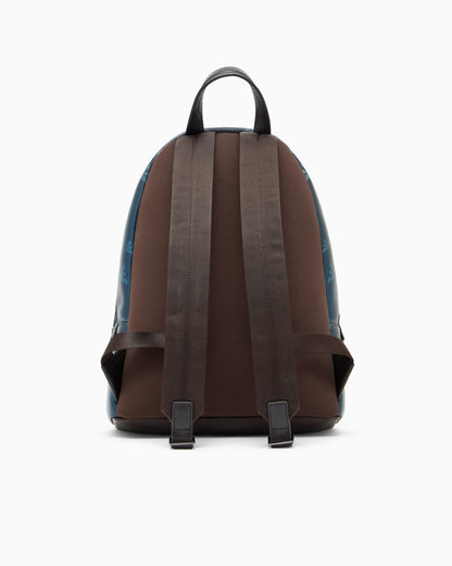 Coated canvas backpack with all-over eagle