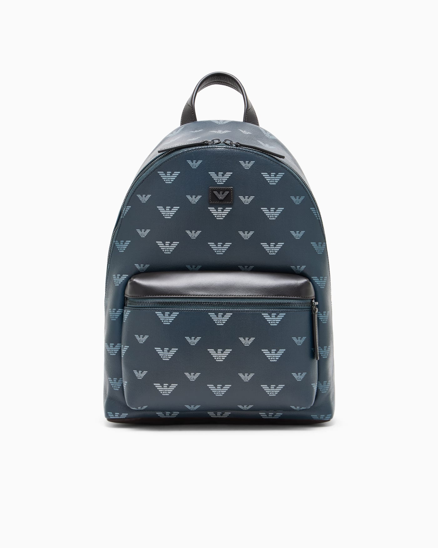 Coated canvas backpack with all-over eagle