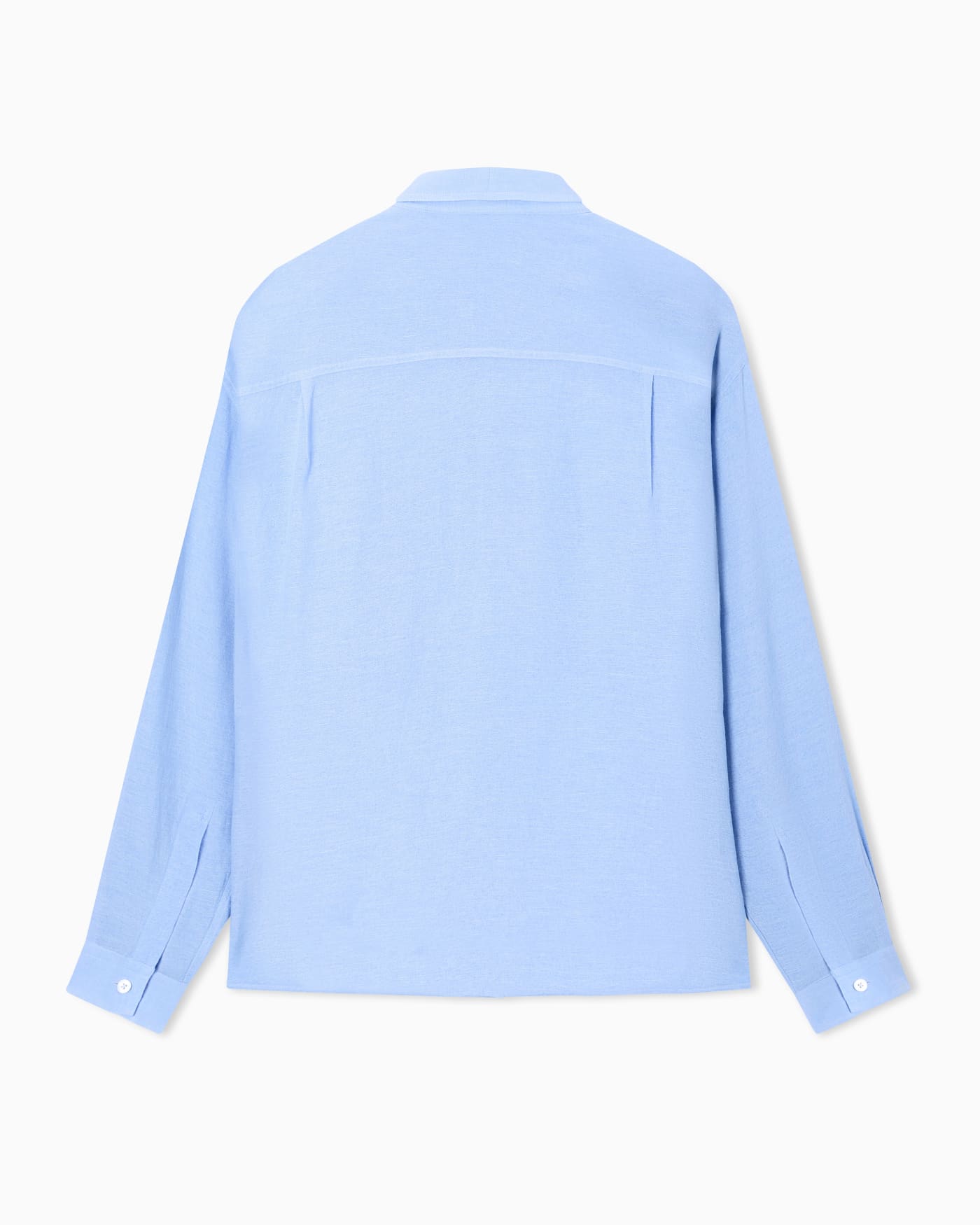 Denim-effect linen-blend shirt