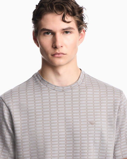 Jersey jacquard knit-effect T-shirt