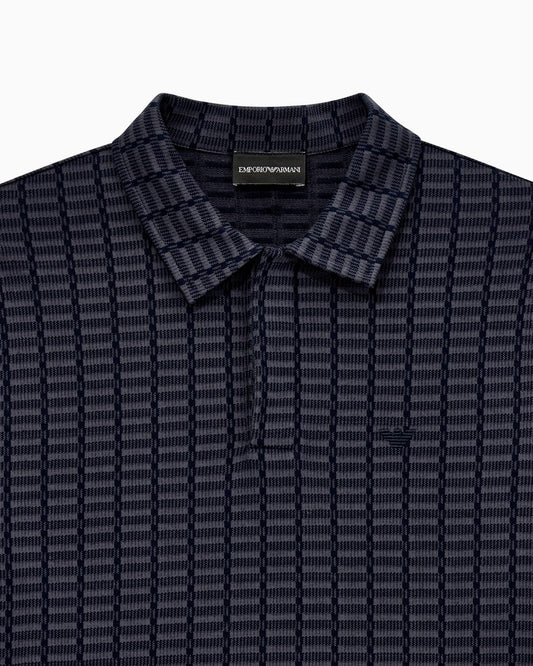 Polo in mouliné jacquard jersey