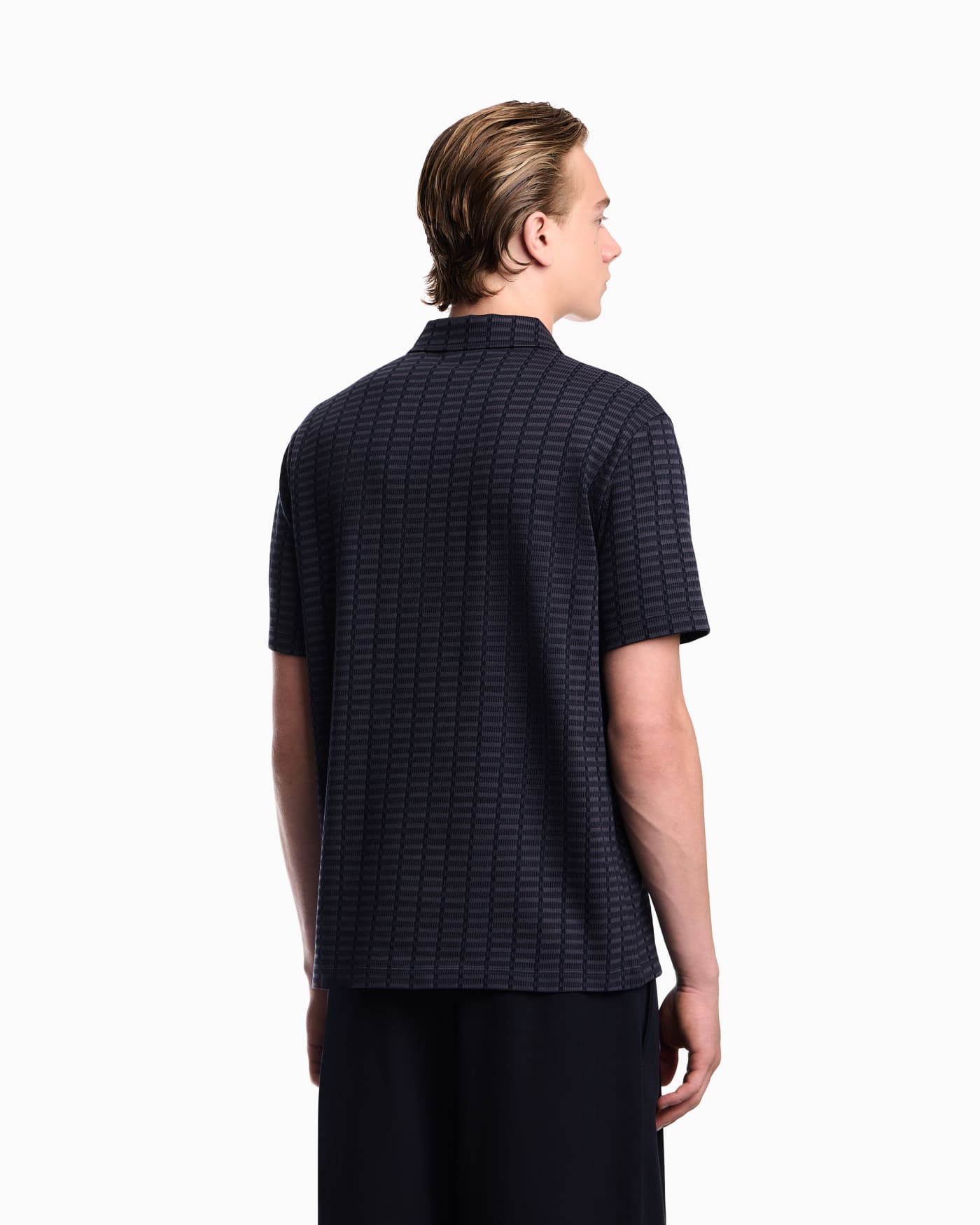 Polo in mouliné jacquard jersey