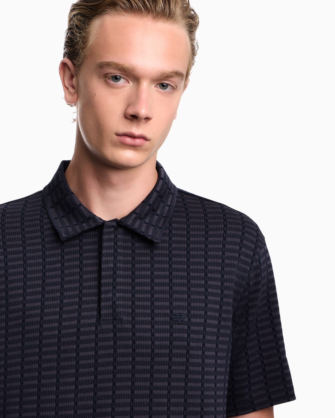 Polo in mouliné jacquard jersey