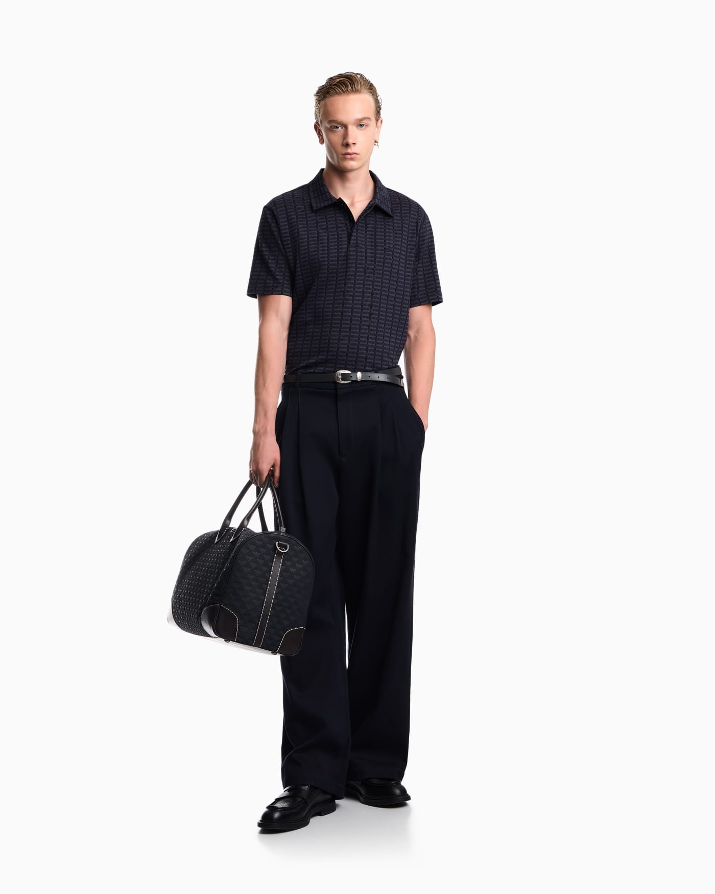 Polo in mouliné jacquard jersey