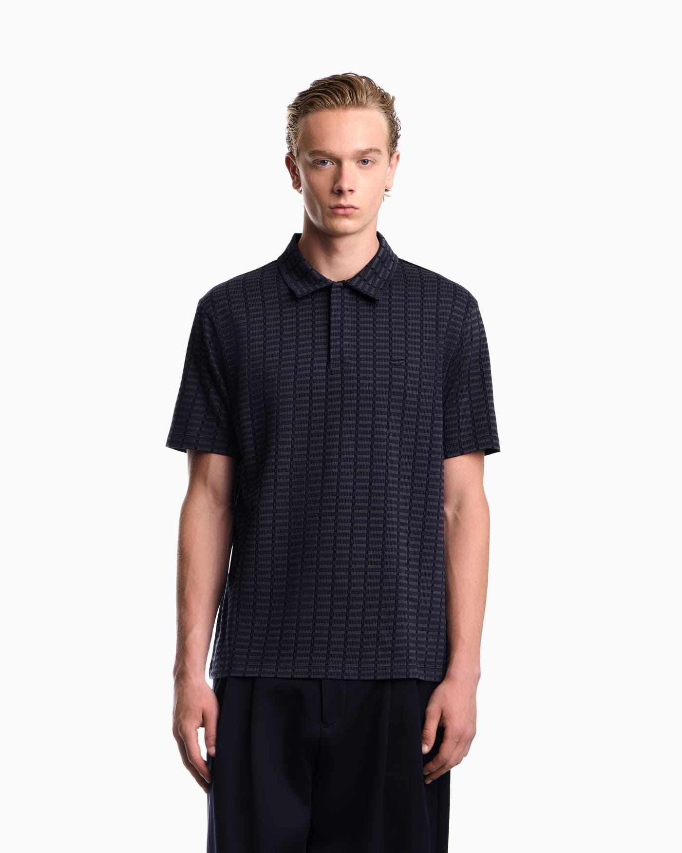 Polo in mouliné jacquard jersey