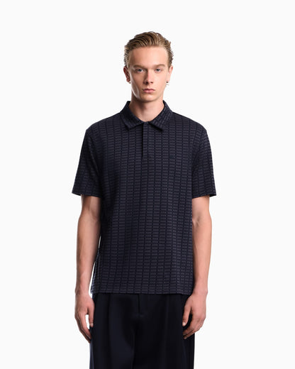 Polo in mouliné jacquard jersey