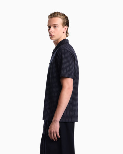 Polo in mouliné jacquard jersey