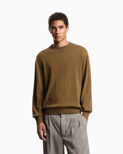 Ribbed-effect tuck stitch jumper