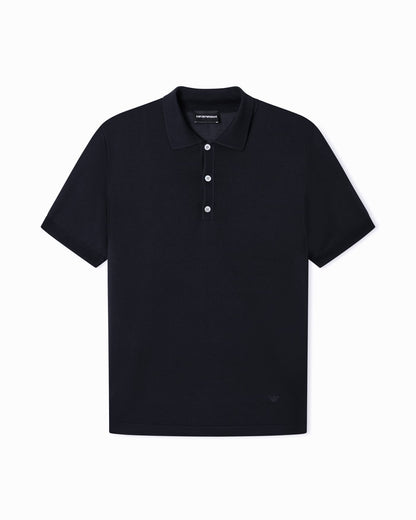 Plain-knit polo shirt