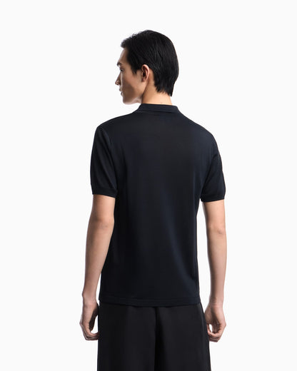 Plain-knit polo shirt