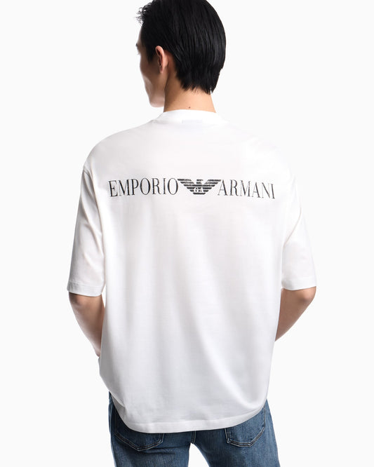 Oversized jersey T-shirt with used-effect logo print