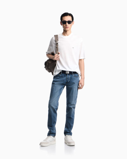 Oversized jersey T-shirt with used-effect logo print