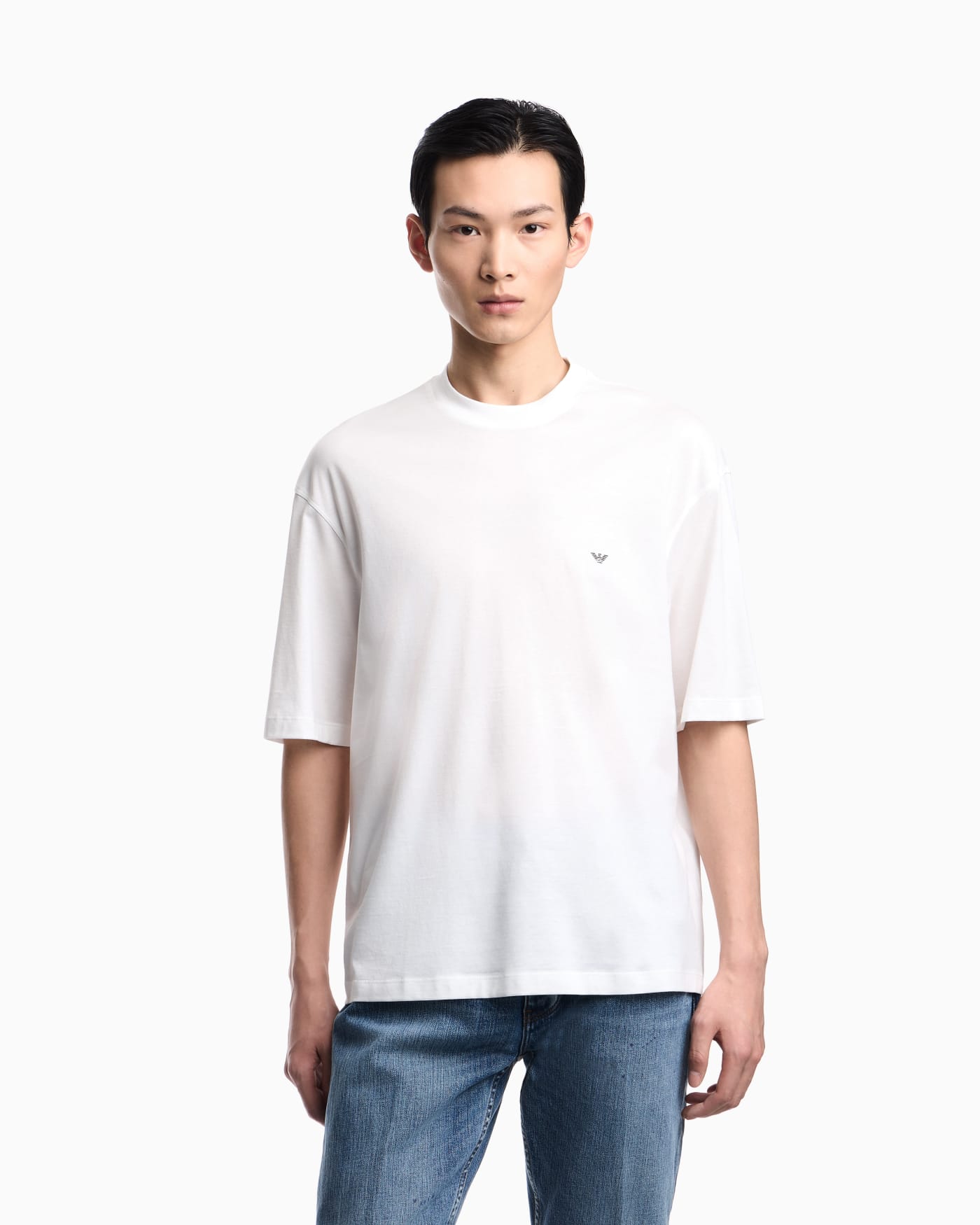 Oversized jersey T-shirt with used-effect logo print