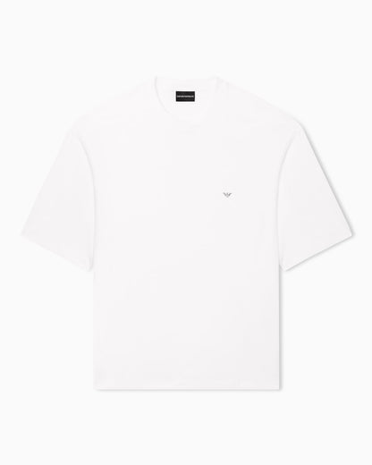Oversized jersey T-shirt with used-effect logo print