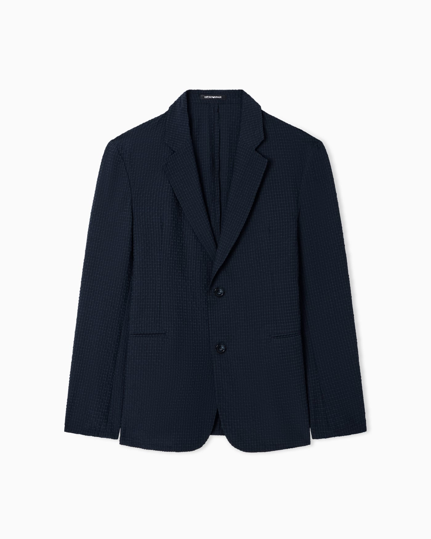 Icon printed technical-seersucker single-breasted jacket