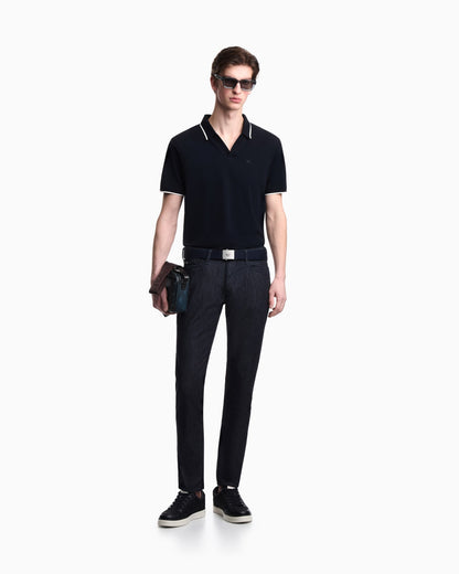 V-neck piqué polo shirt