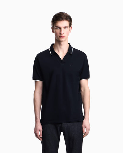 V-neck piqué polo shirt