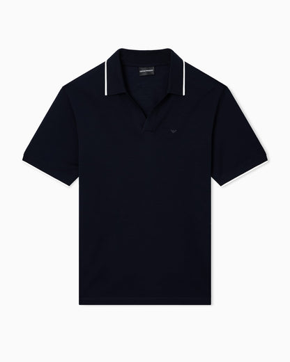V-neck piqué polo shirt