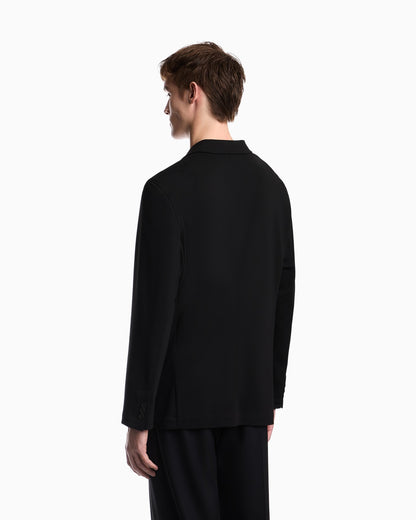 Single-breasted jacket in waffle-effect armure fabric
