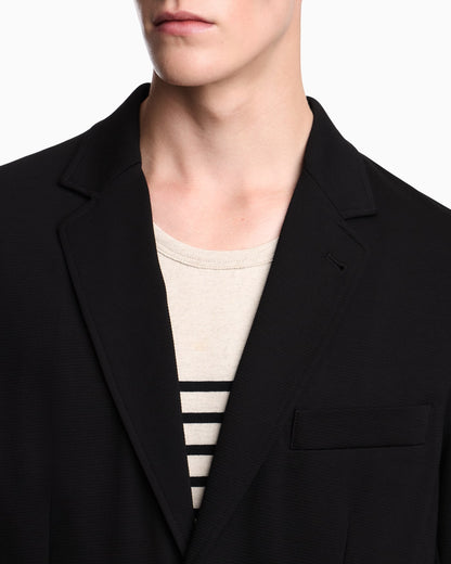 Single-breasted jacket in waffle-effect armure fabric