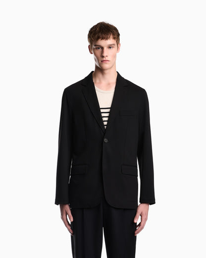 Single-breasted jacket in waffle-effect armure fabric