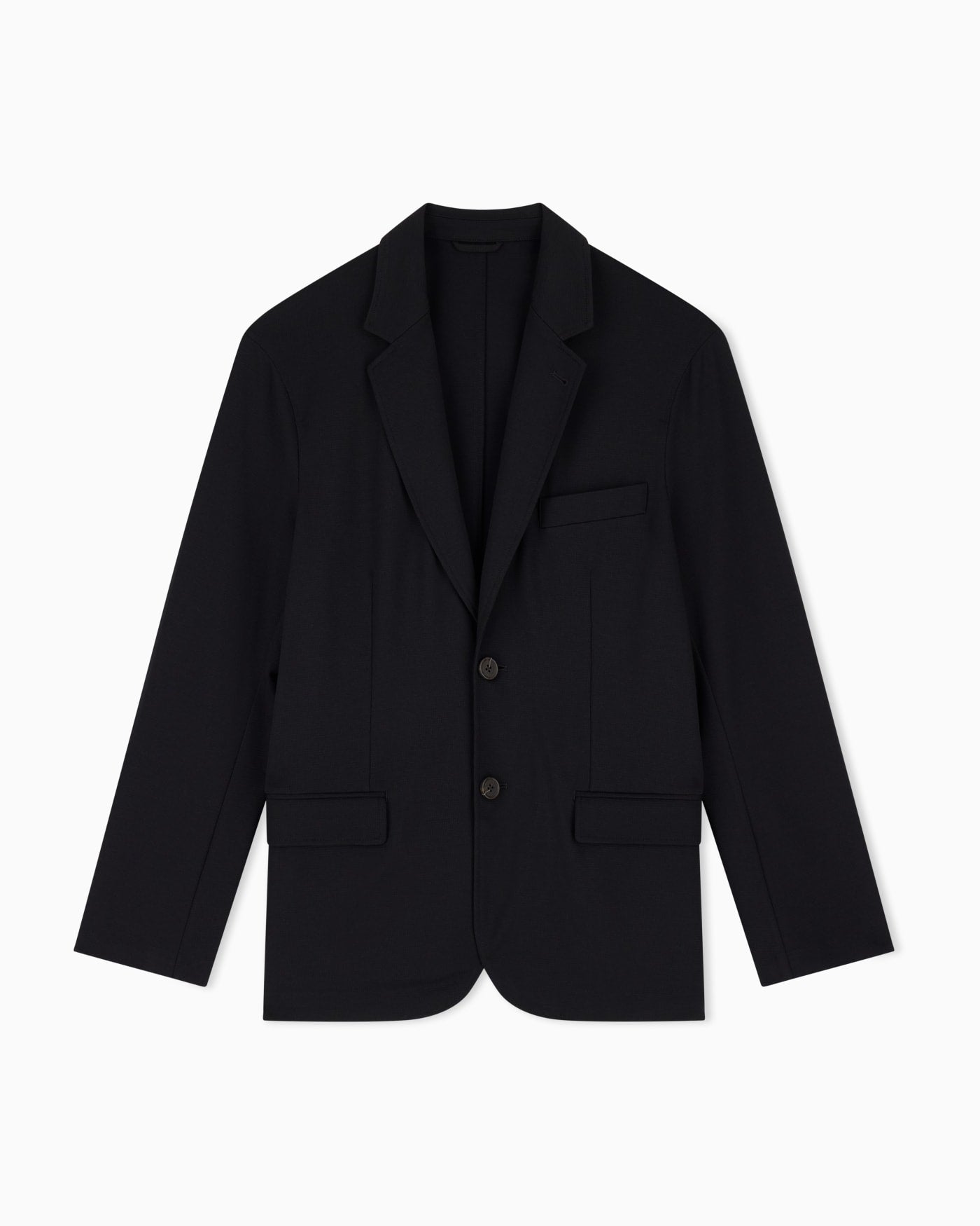 Single-breasted jacket in waffle-effect armure fabric