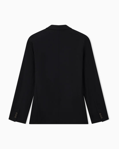 Single-breasted jacket in waffle-effect armure fabric