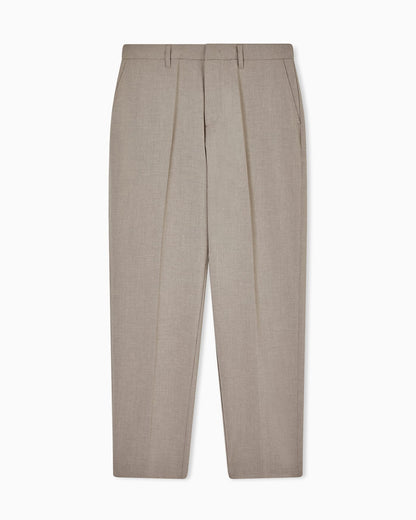 Pleated technical seersucker fabric trousers