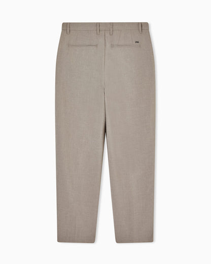 Pleated technical seersucker fabric trousers