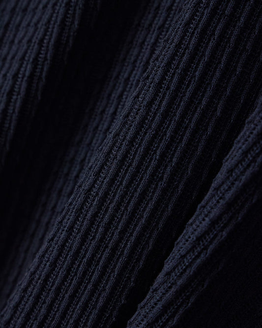 Polo collar sweater in wool and lyocell blend with patterned knit